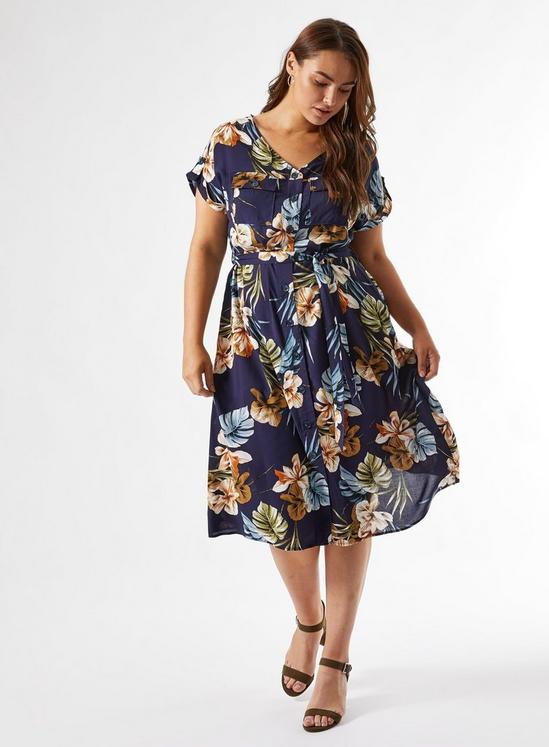 Dorothy Perkins Curve Navy Floral Print Dress 3