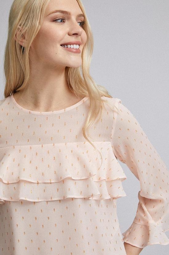 Dorothy Perkins Pink Printed Frill Front Blouse 4