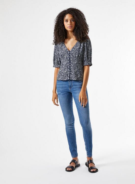 Dorothy Perkins Blue Floral Print Button Top 3