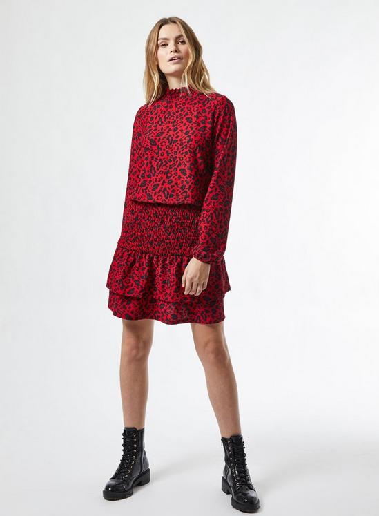 Dorothy Perkins Red Animal Print Shirred Mini Dress 1