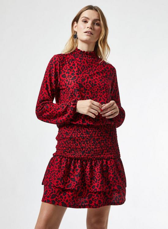 Dorothy Perkins Red Animal Print Shirred Mini Dress 2