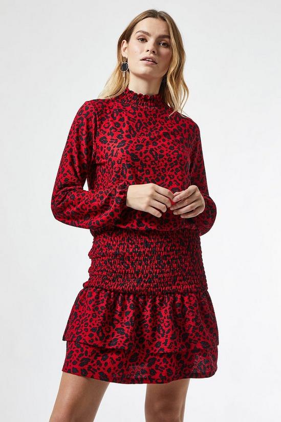 Dorothy Perkins Red Animal Print Shirred Mini Dress 4