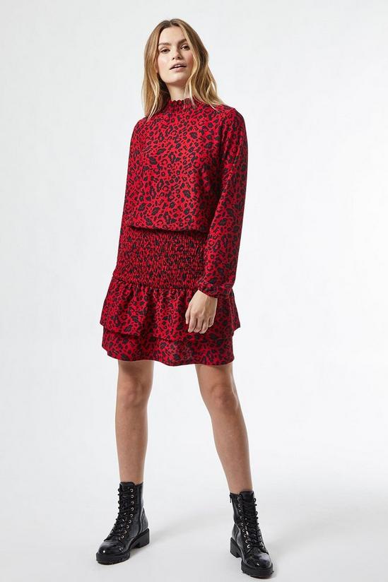 Dorothy Perkins Red Animal Print Shirred Mini Dress 5