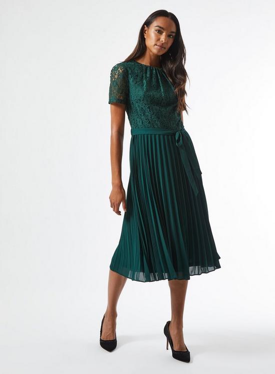 Dorothy Perkins Green Lace Pleat Midi Dress 1