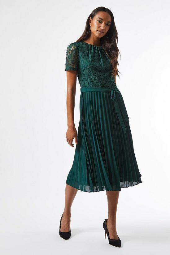 Dorothy Perkins Green Lace Pleat Midi Dress 5