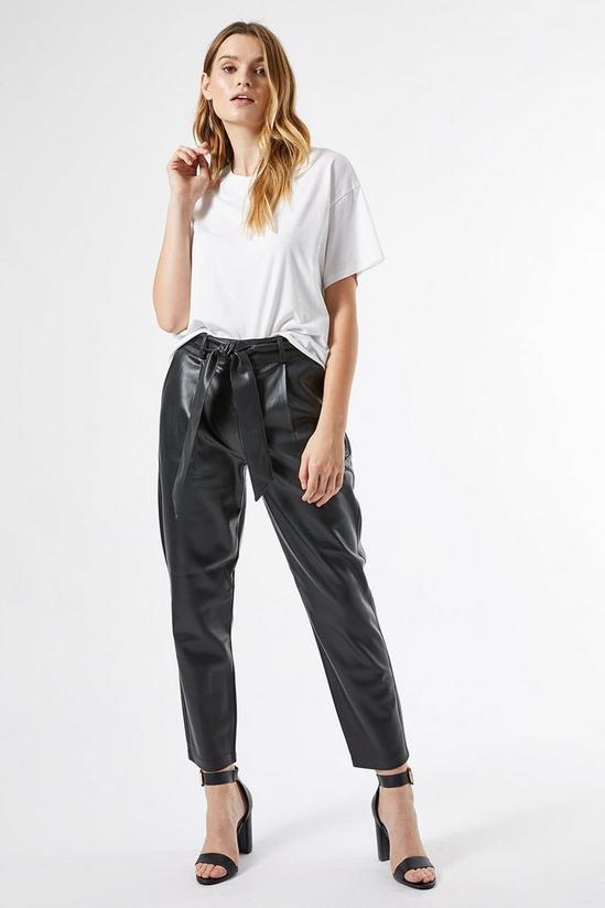 Dorothy Perkins Black Faux Leather Belted Trousers 4