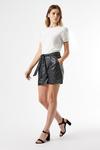 Dorothy Perkins Black Faux Leather Belted Shorts thumbnail 1