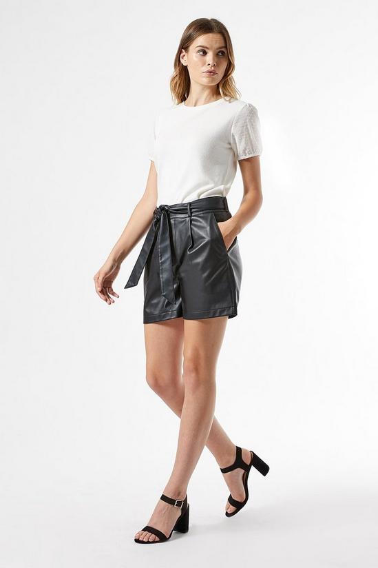 Dorothy Perkins Black Faux Leather Belted Shorts 1