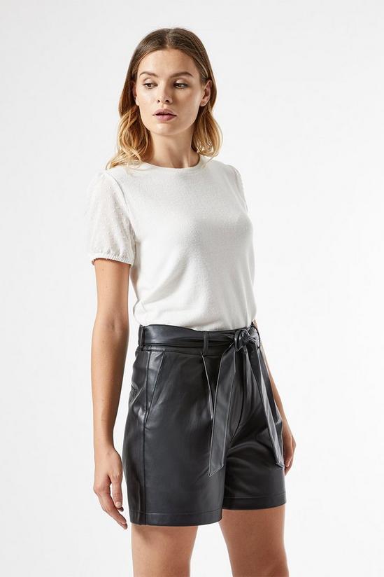 Dorothy Perkins Black Faux Leather Belted Shorts 4