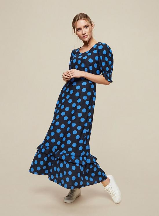 Dorothy Perkins Blue Spot Print Textured Maxi Dress 1