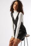 Dorothy Perkins Tall Black Faux Leather Pinafore Dress thumbnail 2