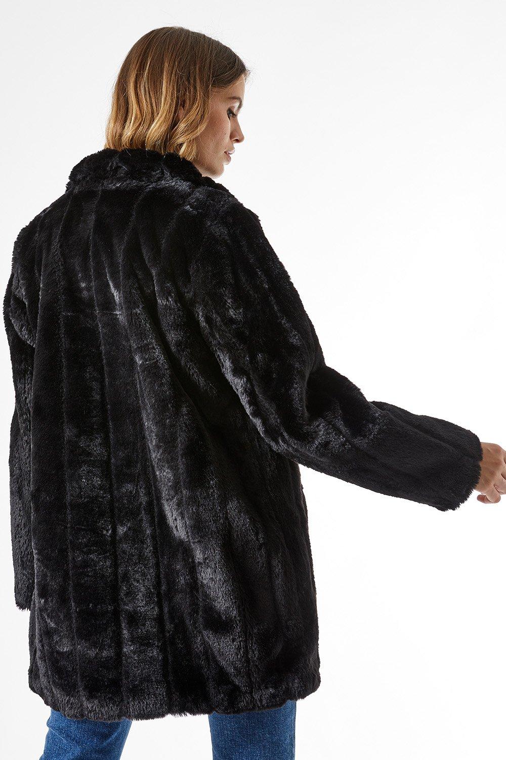 Dorothy perkins black fur hot sale coat