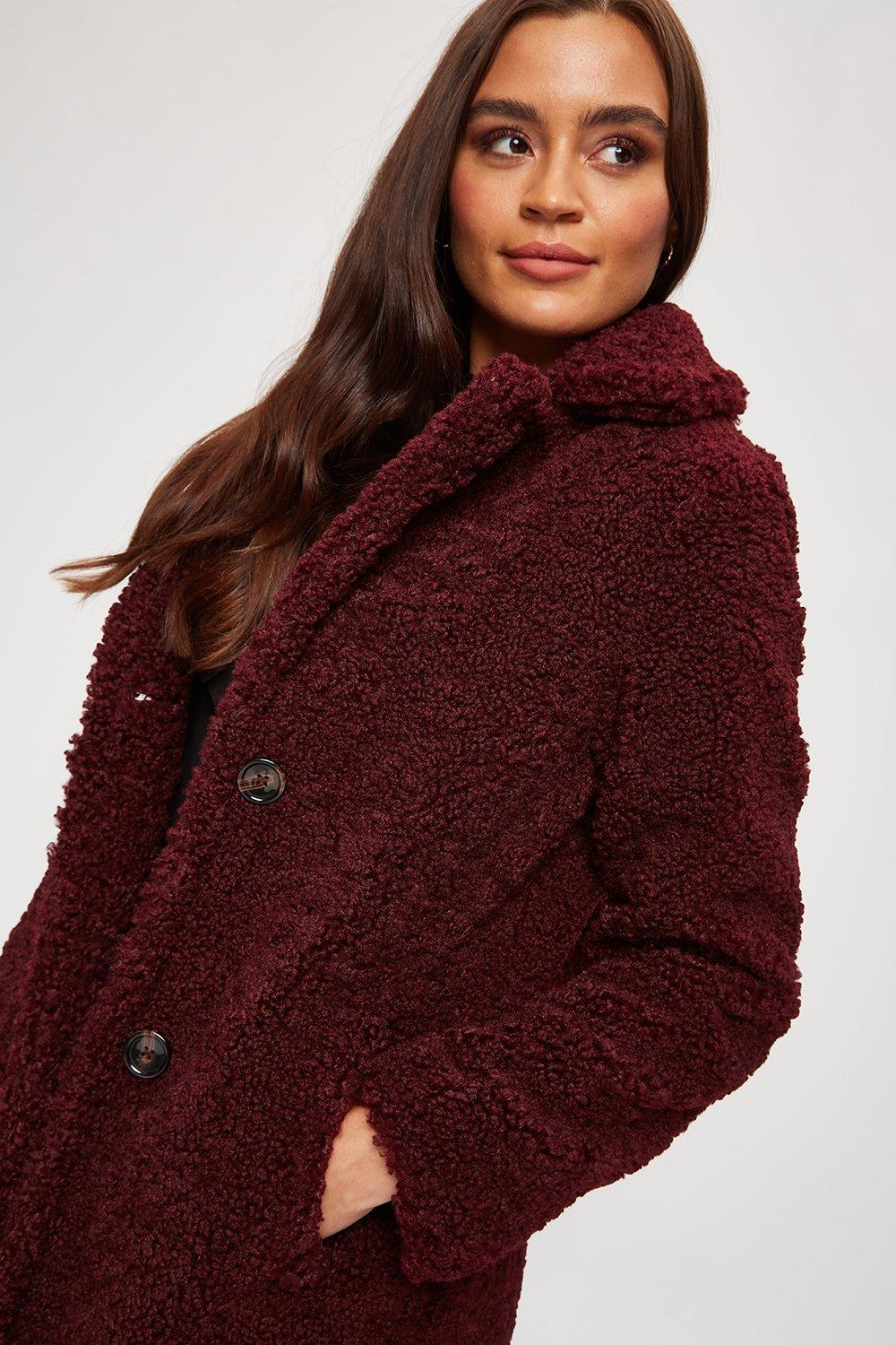 Dorothy perkins burgundy on sale coat