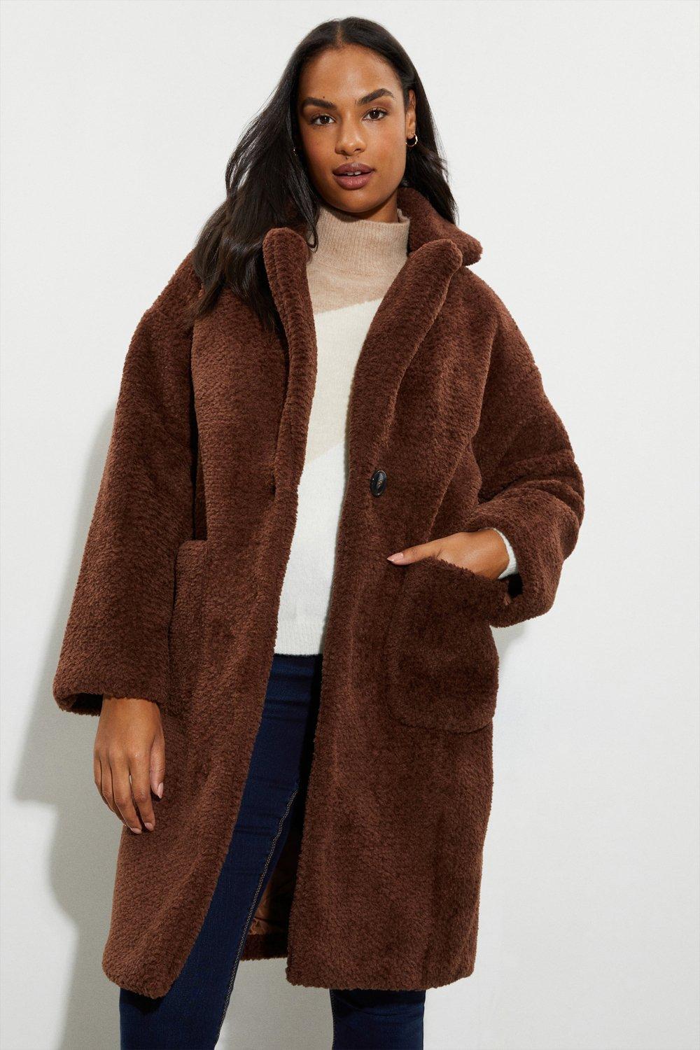 Brown Longline Fur Teddy Coat