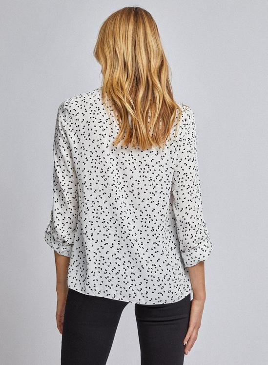 Dorothy Perkins Ivory Heart Print 2 Button Roll Sleeve Top 2