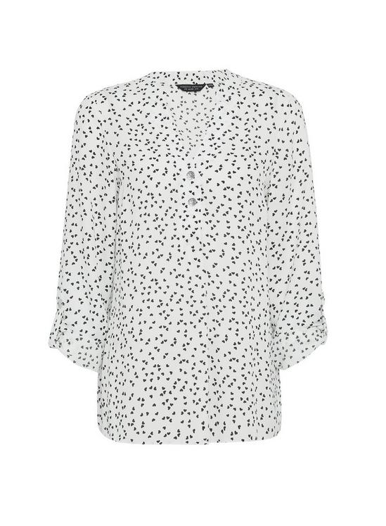 Dorothy Perkins Ivory Heart Print 2 Button Roll Sleeve Top 4
