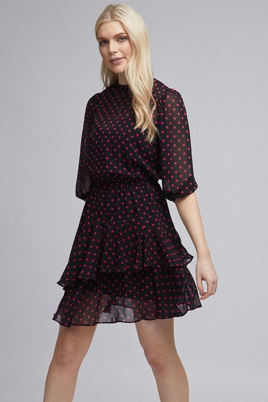 Dorothy Perkins Pink Spot Print Ruffle Fit And Flare Dress 2