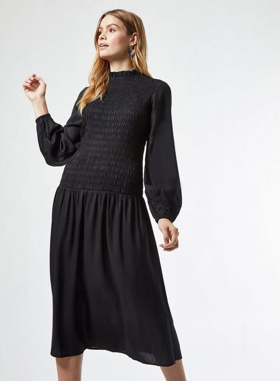 Dorothy Perkins Black Shirred Midi Dress 1