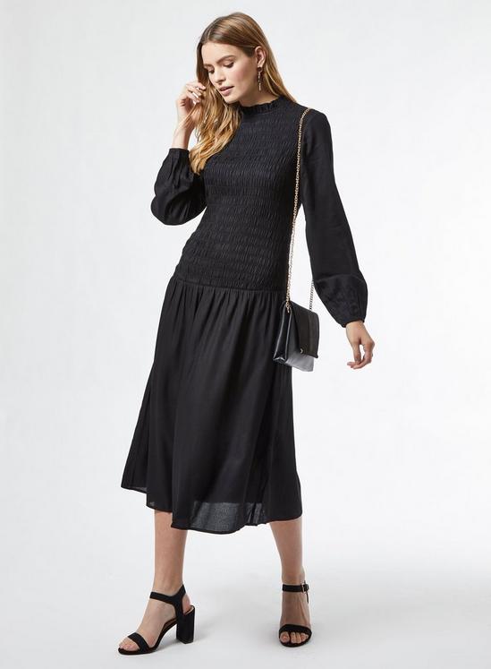 Dorothy Perkins Black Shirred Midi Dress 2