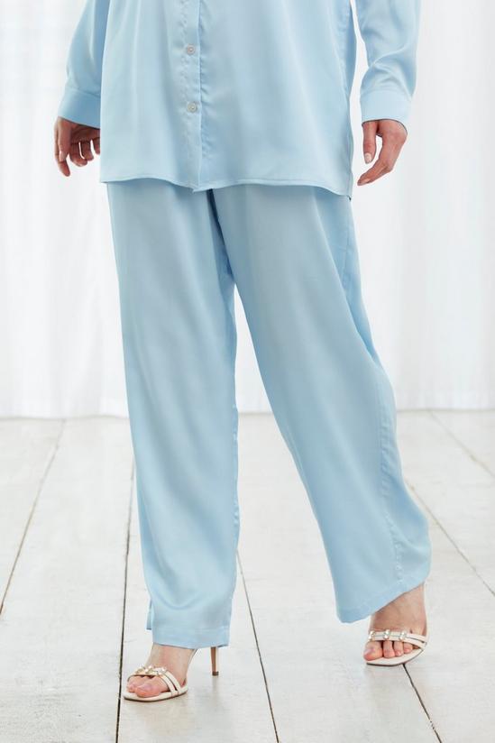 Dorothy Perkins Blue Satin Co-Ord Wide Leg Trousers 1