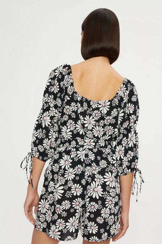 Dorothy Perkins Black Daisy Puff Sleeve Square Neck Top 3