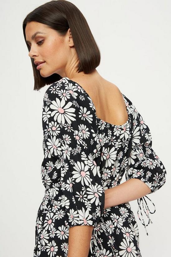 Dorothy Perkins Black Daisy Puff Sleeve Square Neck Top 4