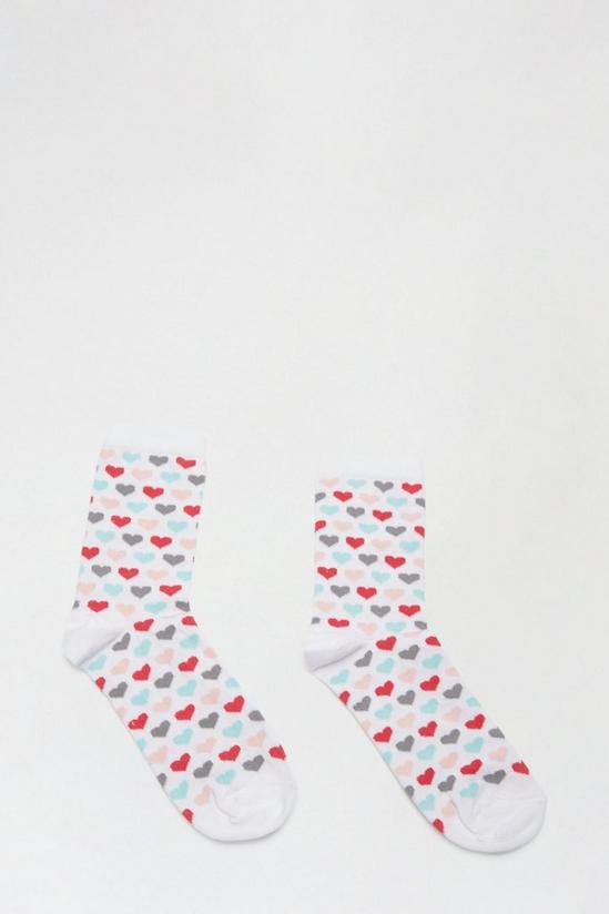 Dorothy Perkins White Heart Print Ankle Socks 1