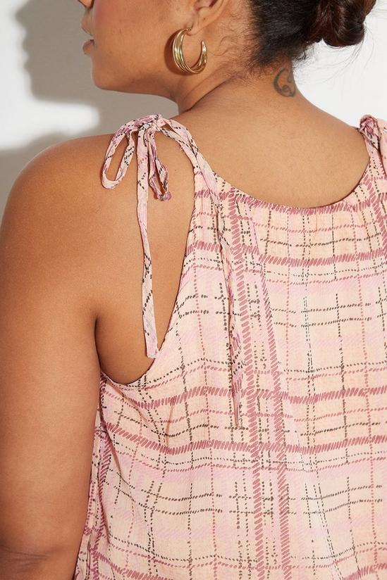 Dorothy Perkins Curve Pink Check Tie Shoulder Cami Top 4