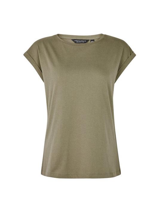 Dorothy Perkins Khaki Cotton Roll Sleeve T-Shirt 2