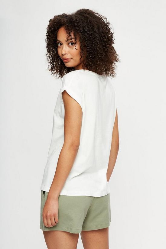 Dorothy Perkins White Cotton Roll Sleeve T-Shirt 3
