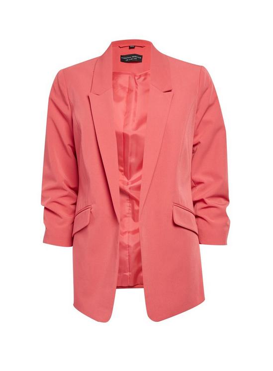 Dorothy Perkins Coral Ruched Sleeve Blazer 2