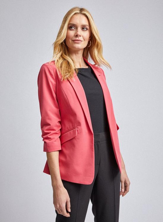 Dorothy Perkins Coral Ruched Sleeve Blazer 3
