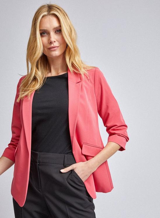Dorothy Perkins Coral Ruched Sleeve Blazer 4