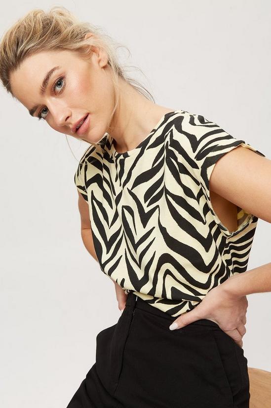 Dorothy Perkins Zebra Print Roll Sleeve T-Shirt 4