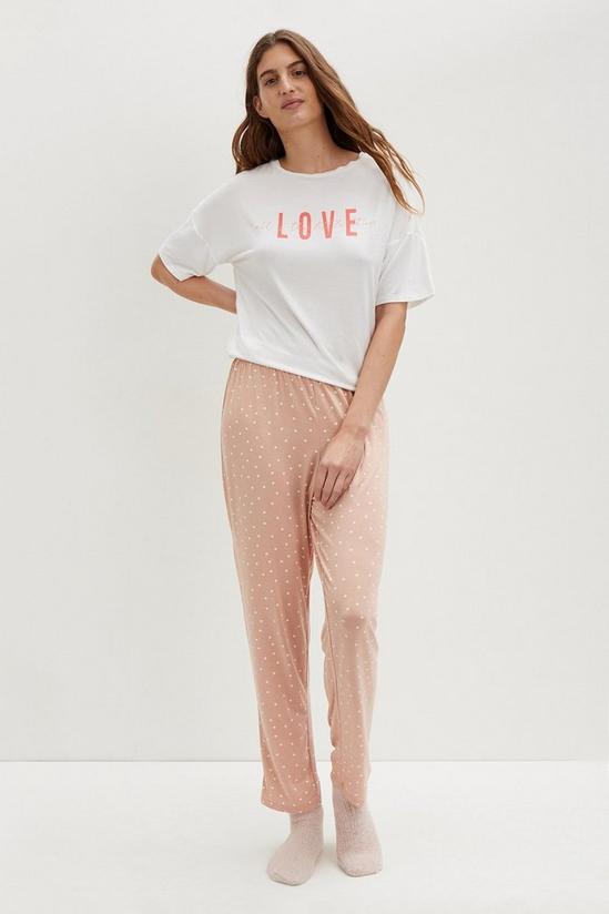 Dorothy Perkins Love T-Shirt and Spot Trouser Pyjama Set 2