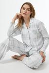 Dorothy Perkins Grey Checked Brushed Revere Collar Pyjama Set thumbnail 2