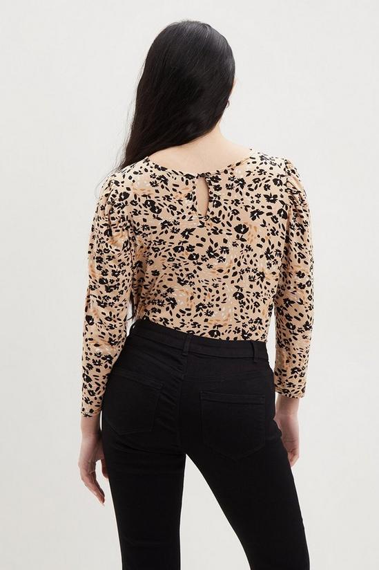 Dorothy Perkins Petite Camel Floral Puff Sleeve Top 3
