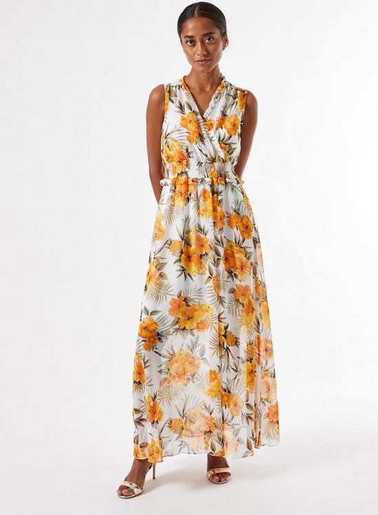 Dorothy Perkins Petite Ochre Tropical Print Maxi Dress 1