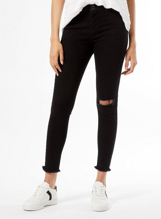 Dorothy Perkins Black Short Ripped Darcy Jeans 4
