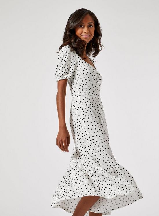 Dorothy Perkins Petite White Spot Printed Dress 1