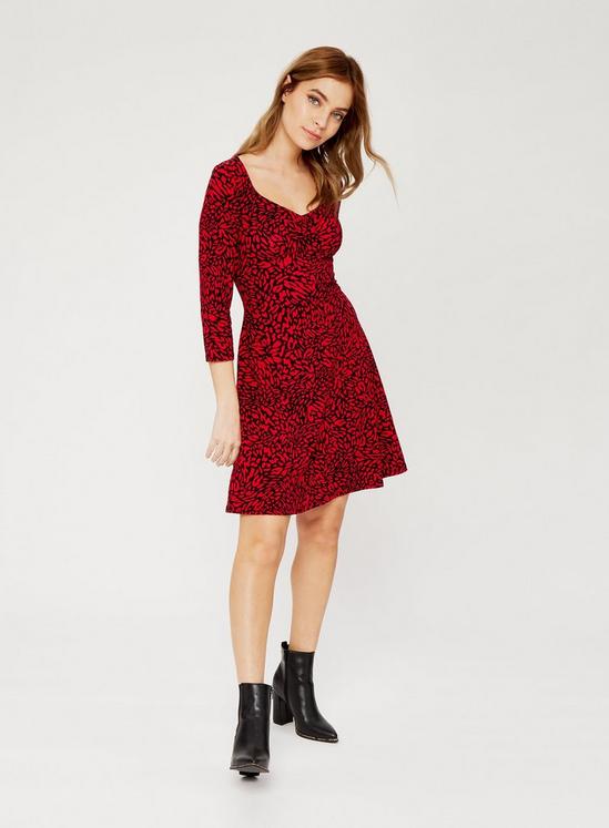 Dorothy Perkins Petite Red Abstract Print Cotton Dress 1
