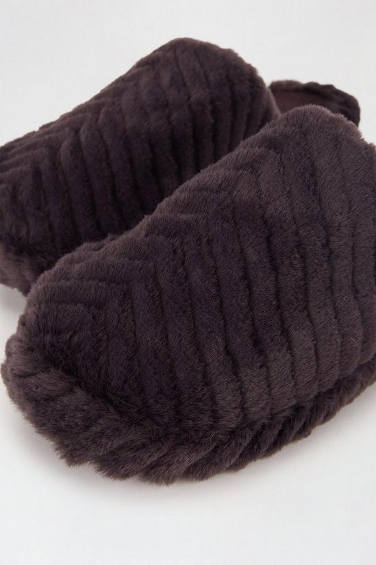 Dorothy Perkins Charcoal Faux Fur Slippers 3