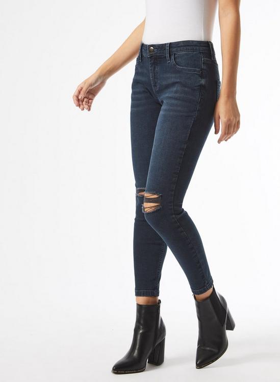 Dorothy Perkins Petite Blue Darcy Ripped Jeans 1
