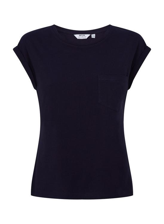 Dorothy Perkins Petite Navy Roll Sleeve T-Shirt 5