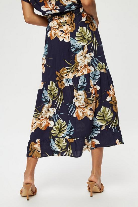 Dorothy Perkins Petite Navy Tropical Tiered Maxi Skirt 3