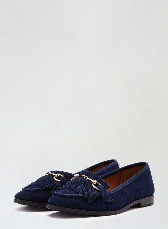 Dorothy Perkins Navy Lime Leather Loafers 1