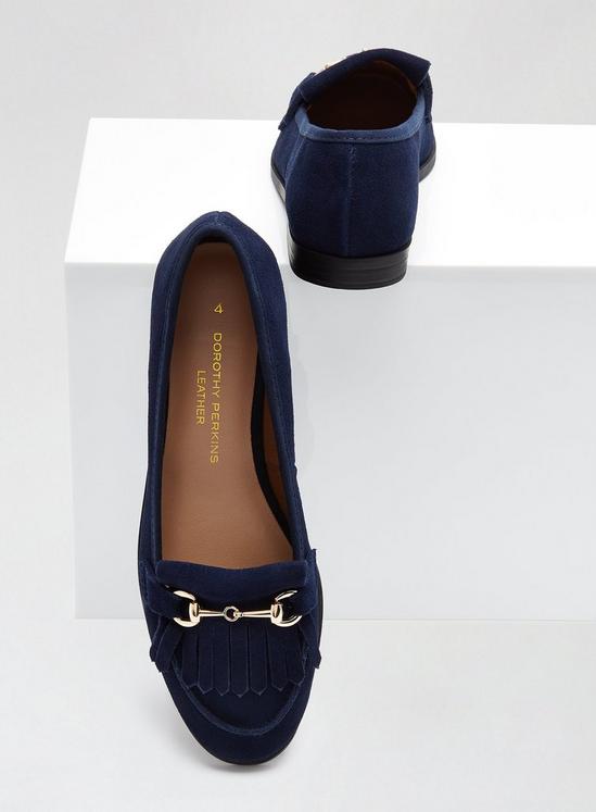 Dorothy Perkins Navy Lime Leather Loafers 3