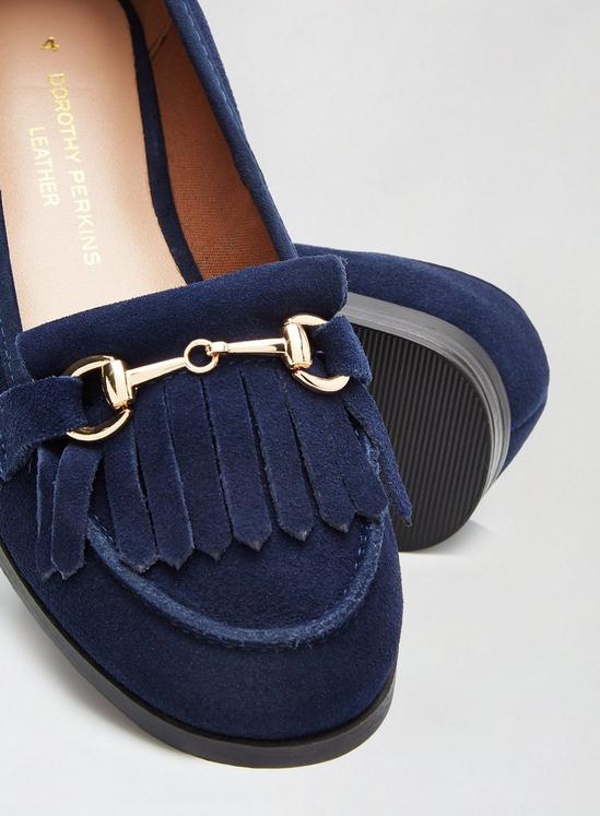 Dorothy Perkins Navy Lime Leather Loafers 4