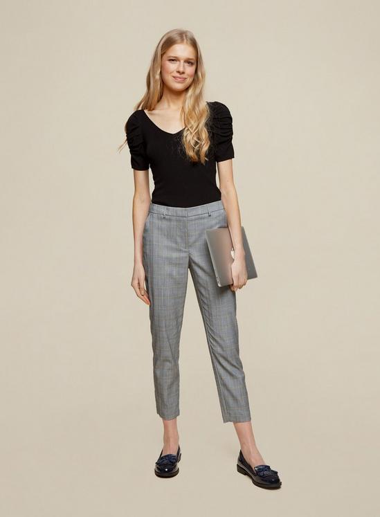 Dorothy Perkins Grey Check Print Ankle Grazer Trousers 3