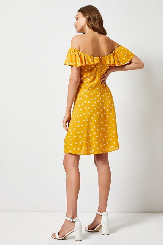Dorothy Perkins Yellow Ivory Spot Print Bardot Dress 4